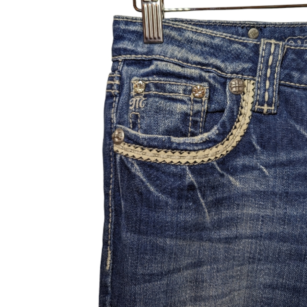 Womens Blue Embroidered Bootcut Jeans - 7 For All Mankind Style - Picture 7 of 15
